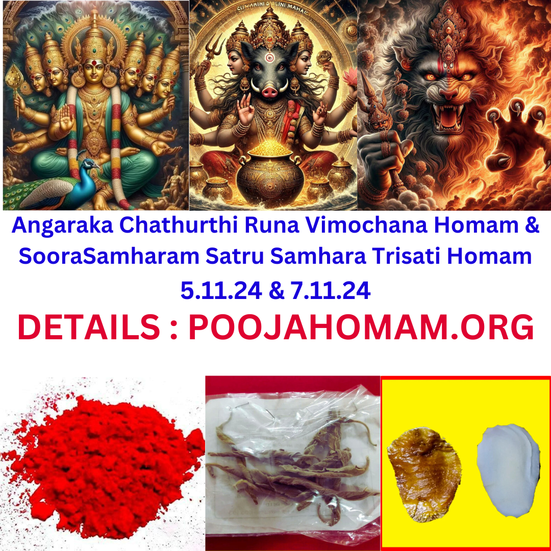 Angaraka Chathurthi Runa Vimochana Homam & SooraSamharam Satru Samhara Trisati Homam